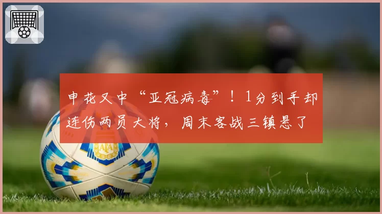申花又中“亚冠病毒”！1分到手却连伤两员大将，周末客战三镇悬了？
